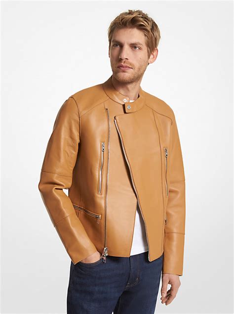 mens michael kors nappa racer jacket|Nappa Leather Moto Jacket .